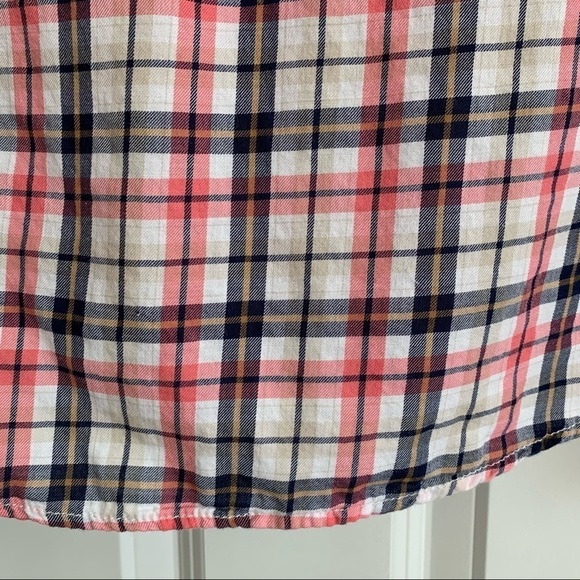 H&M Button Up Pop Over Flannel Navy & Pink Plaid Long Sleeves size 4 - Picture 6 of 9
